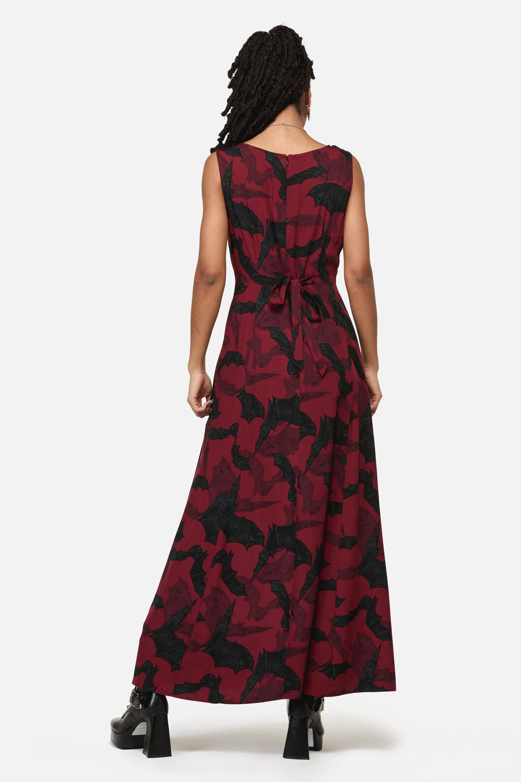 Black Friday - Batz Sleeveless Goth MidiDress - red