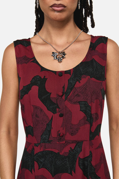 Black Friday - Batz Sleeveless Goth MidiDress - red