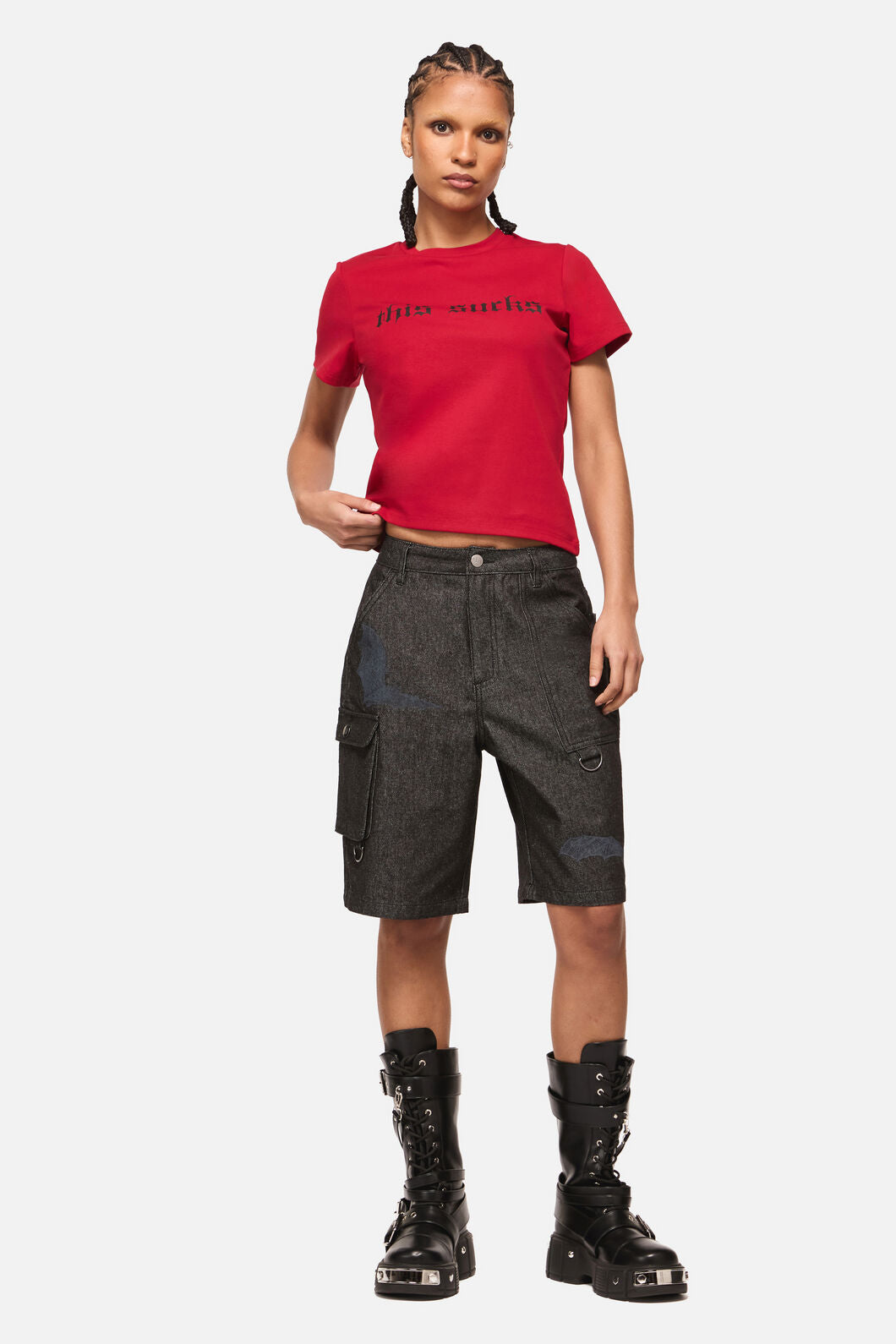 Black Friday - Batz Denim Goth Cargo Short - black