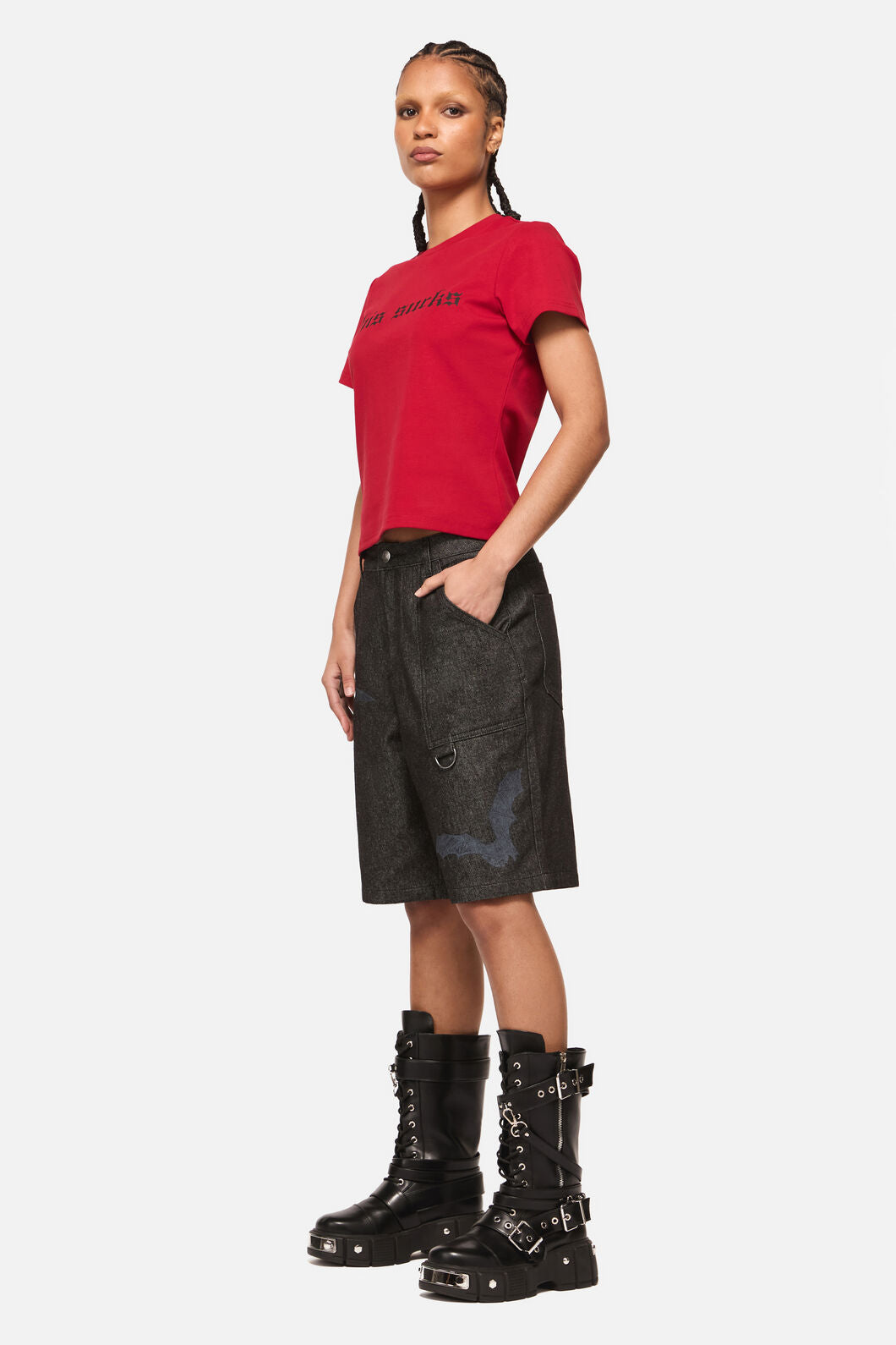 Black Friday - Batz Denim Goth Cargo Short - black