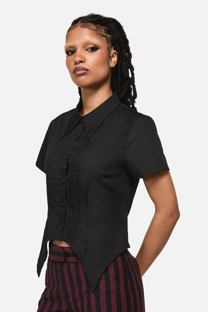Black Friday - Batz Goth Short Sleeve Blouse - black
