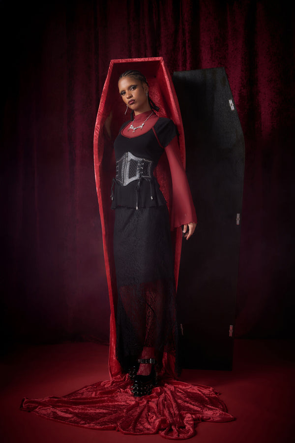 Black Friday - Batz Goth Mesh Top - red