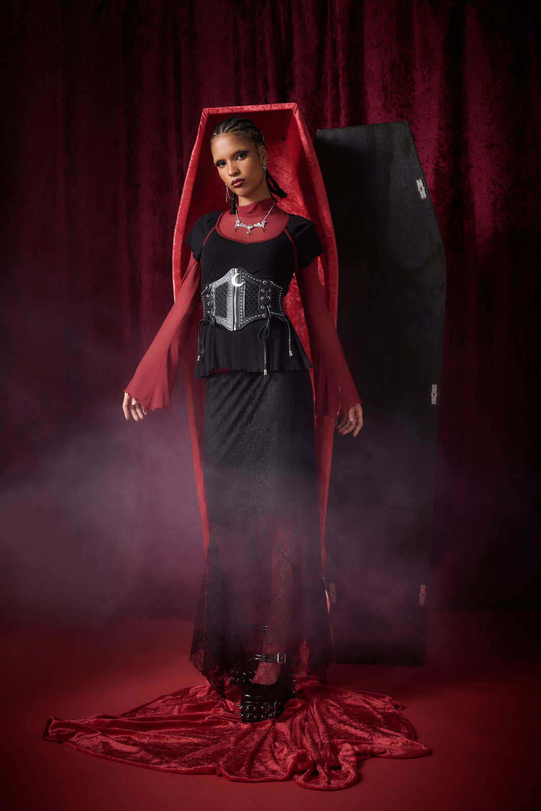 Black Friday - Batz Goth Mesh Top - red
