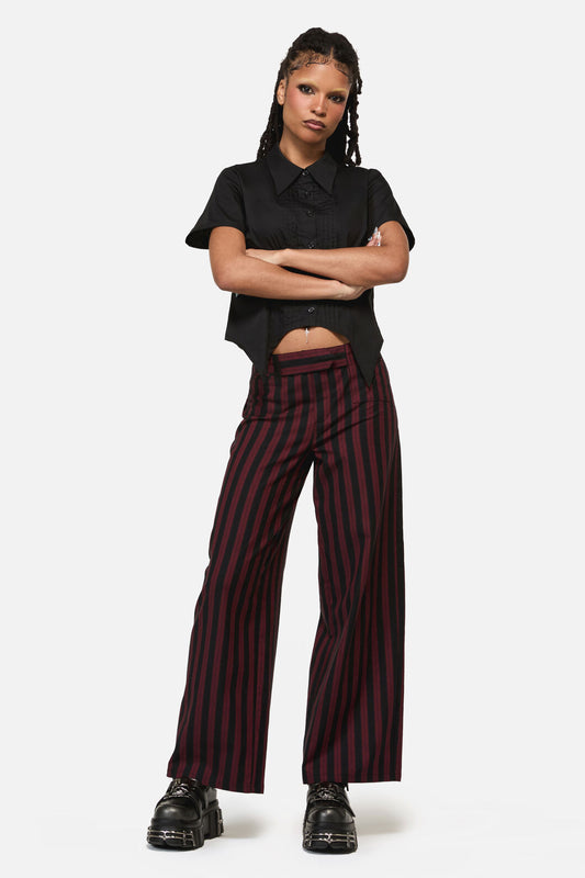 Black Friday - Sucker Pinstripe Goth Pant - black-red