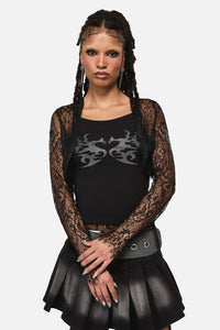Black Friday - Ellen Lace Goth Sleeve Top - black