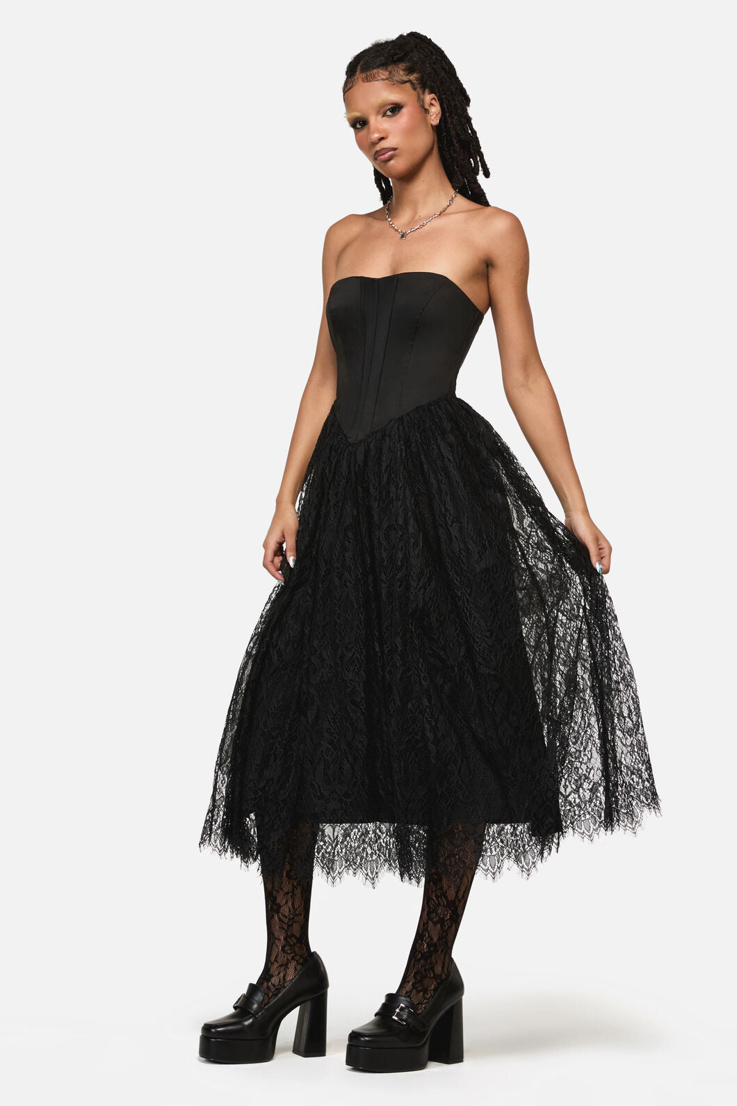 Black Friday - Ellen Lace Goth Formal Dress - black
