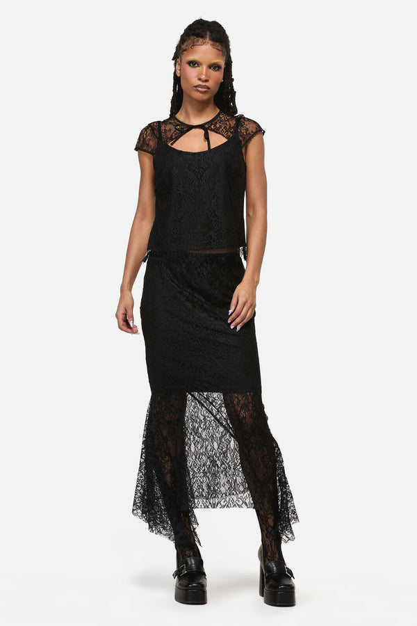 Black Friday - Ellen Lace Goth Formal Blouse - black