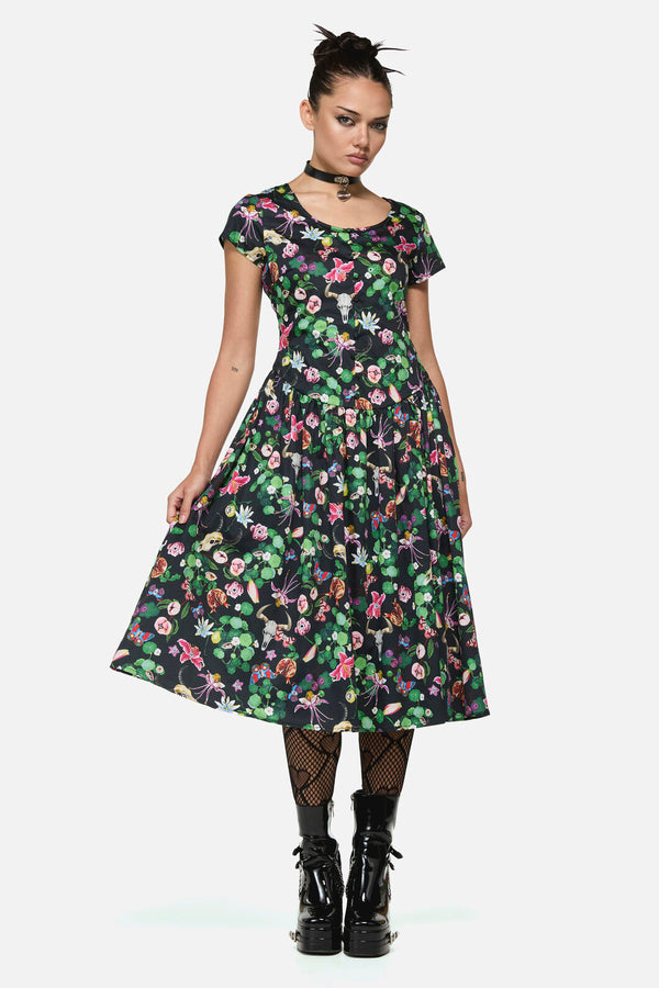 Black Friday - See No Evil Print Midi Dress - multi