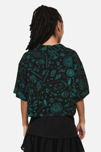 Black Friday - Spellbook Goth Print Blouse - black