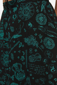 Black Friday - Spellbook Goth Print Midi Skir - black