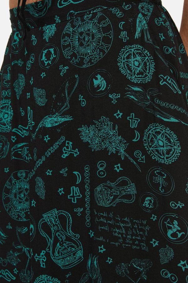 Black Friday - Spellbook Goth Print Midi Skir - black
