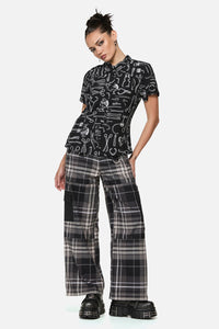 Black Friday - Barbaric Goth Print Blouse - black-white