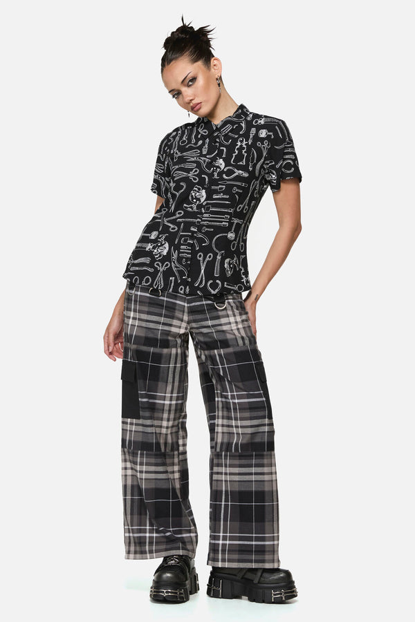 Black Friday - Barbaric Goth Print Blouse - black-white
