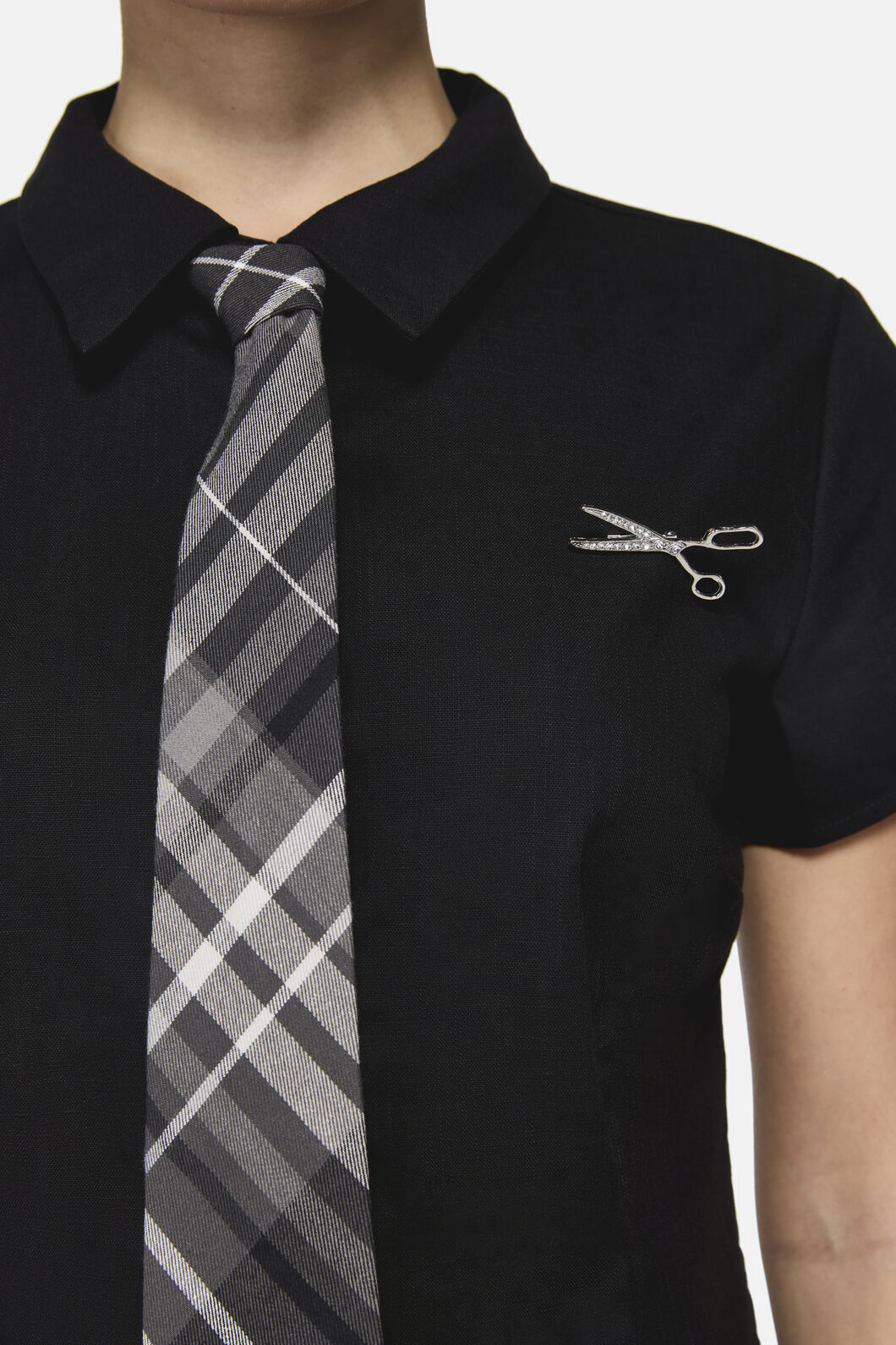 Black Friday - Snips Tie Trim Goth Blouse - black