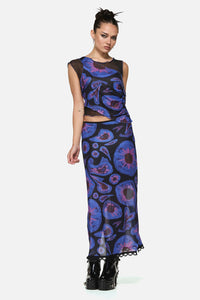 Black Friday - Unseen Geo Mesh Skirt - blue-black