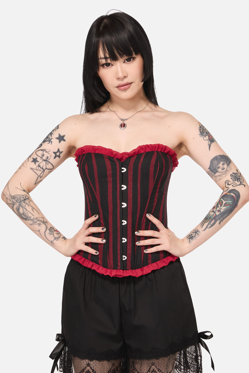Black Friday - Ritualistic Goth Corset Top - red-black