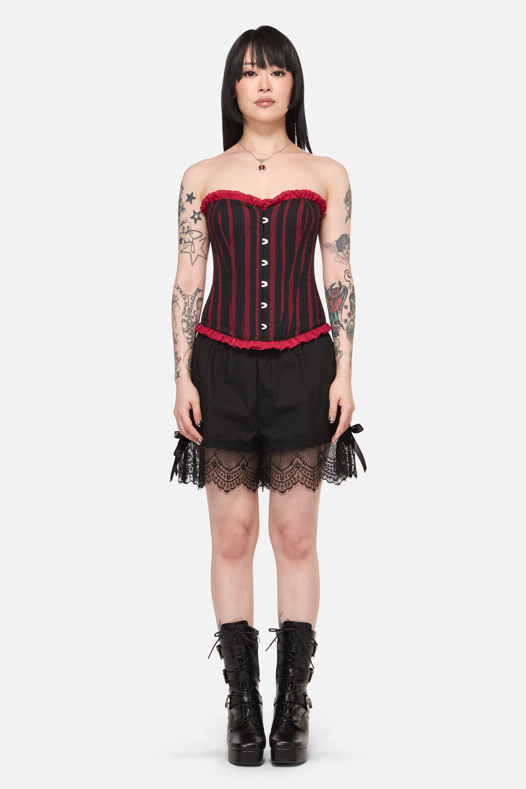 Black Friday - Ritualistic Goth Corset Top - red-black