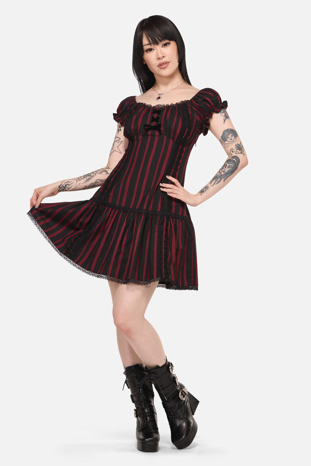 Black Friday - Ritualistic Goth Mini Dress - red-black