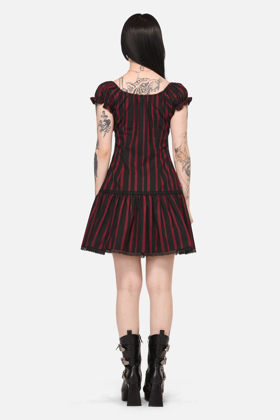 Black Friday - Ritualistic Goth Mini Dress - red-black
