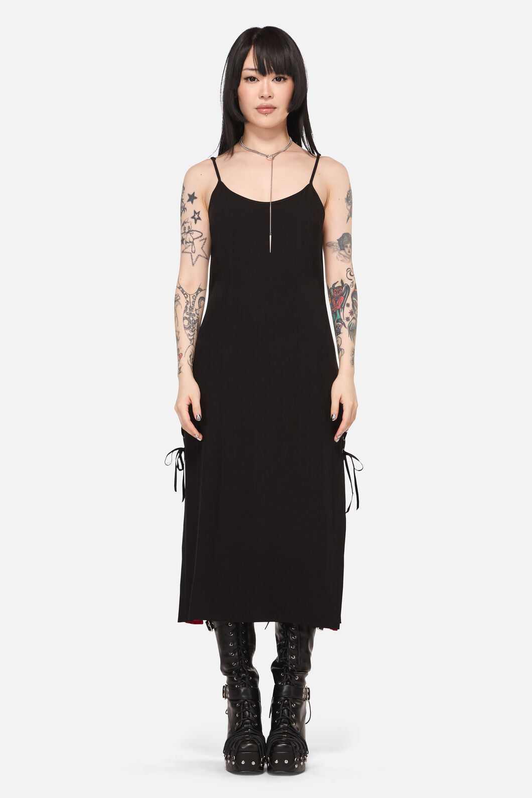 Black Friday - Framed Goth Midi Dress - red-black
