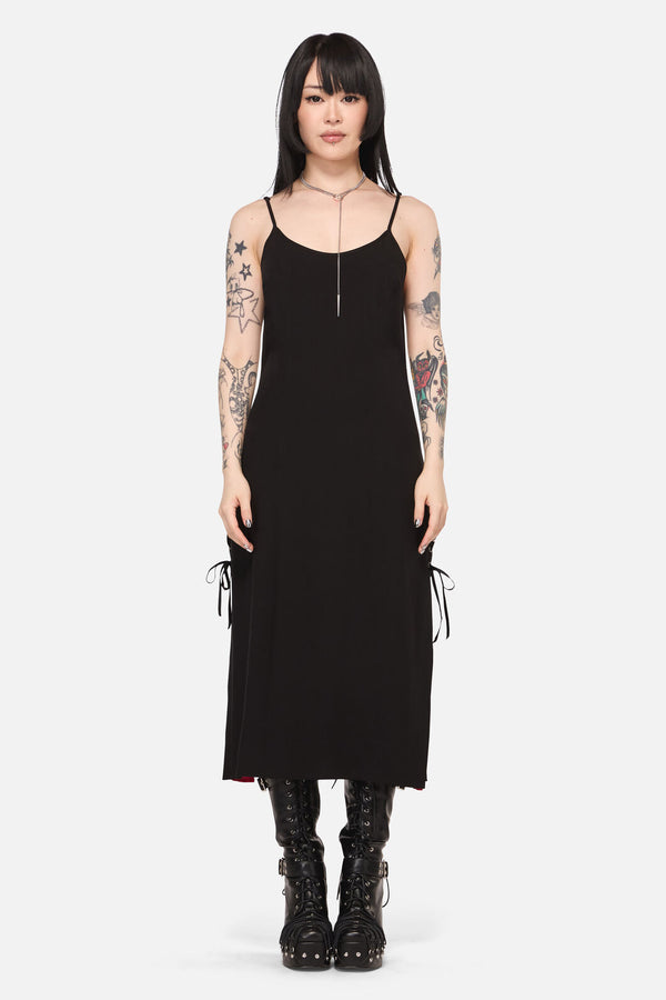 Black Friday - Framed Goth Midi Dress - red-black