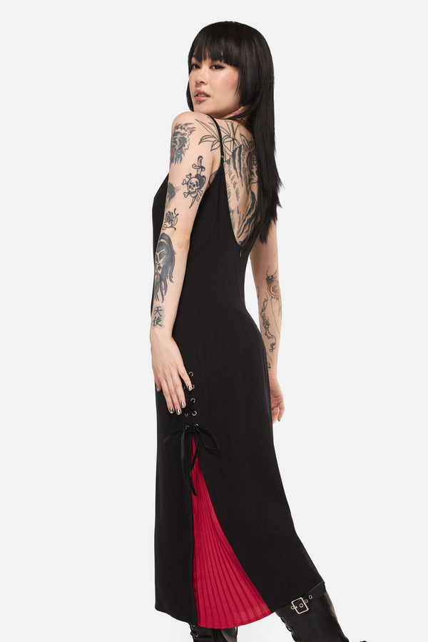 Black Friday - Framed Goth Midi Dress - red-black