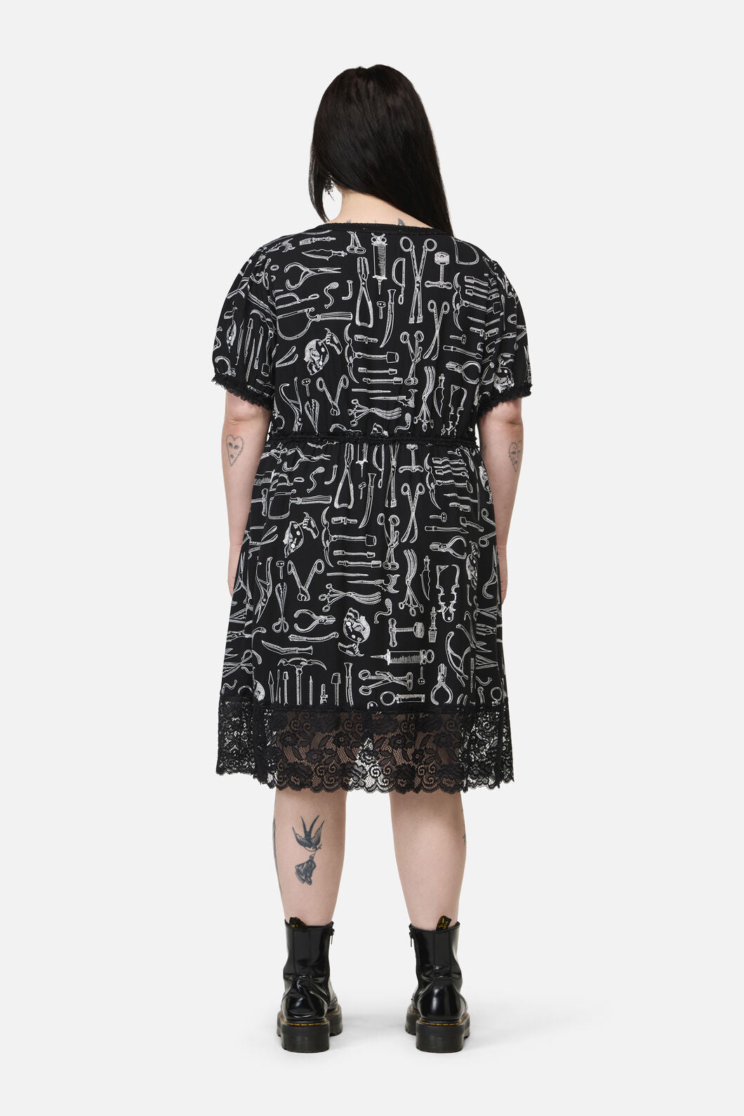 Black Friday - Curve Barbaric Print GothDress - black-white