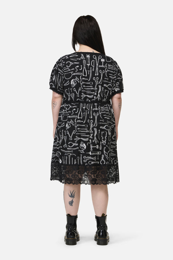 Black Friday - Curve Barbaric Print GothDress - black-white