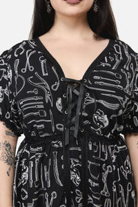 Black Friday - Curve Barbaric Print GothDress - black-white