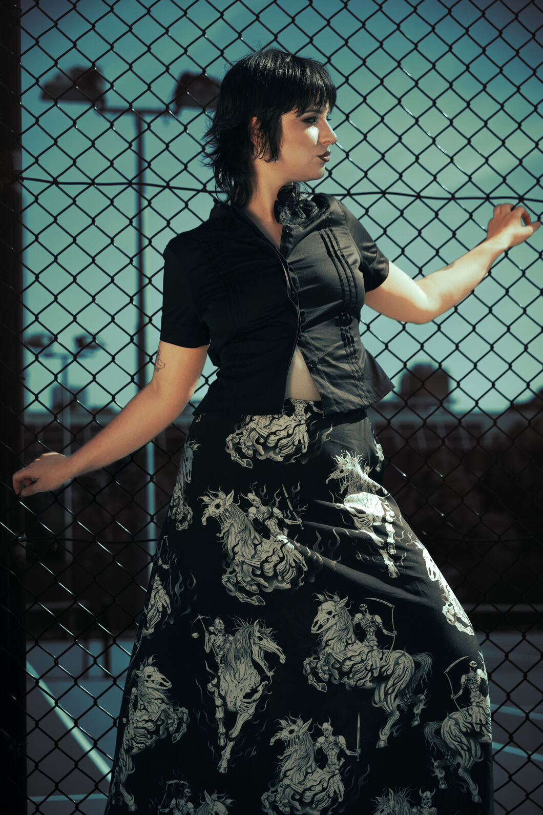 Black Friday - Apocalypse Goth Midi Skirt - black