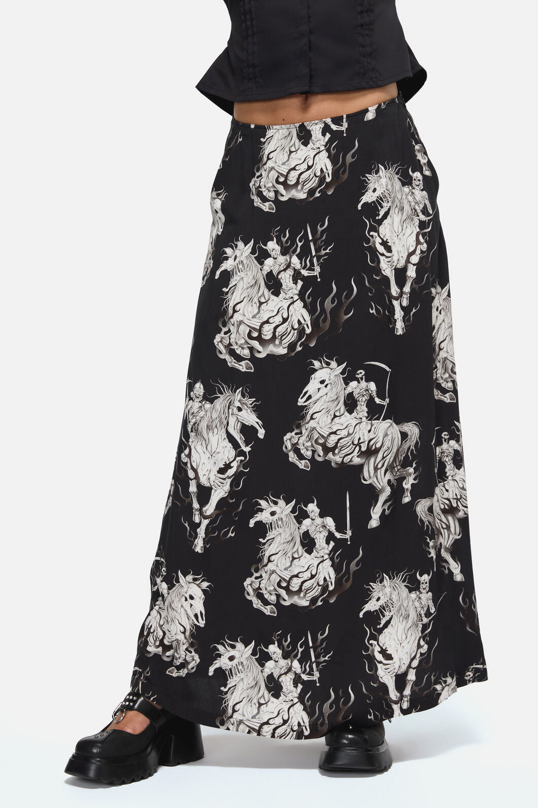Black Friday - Apocalypse Goth Midi Skirt - black