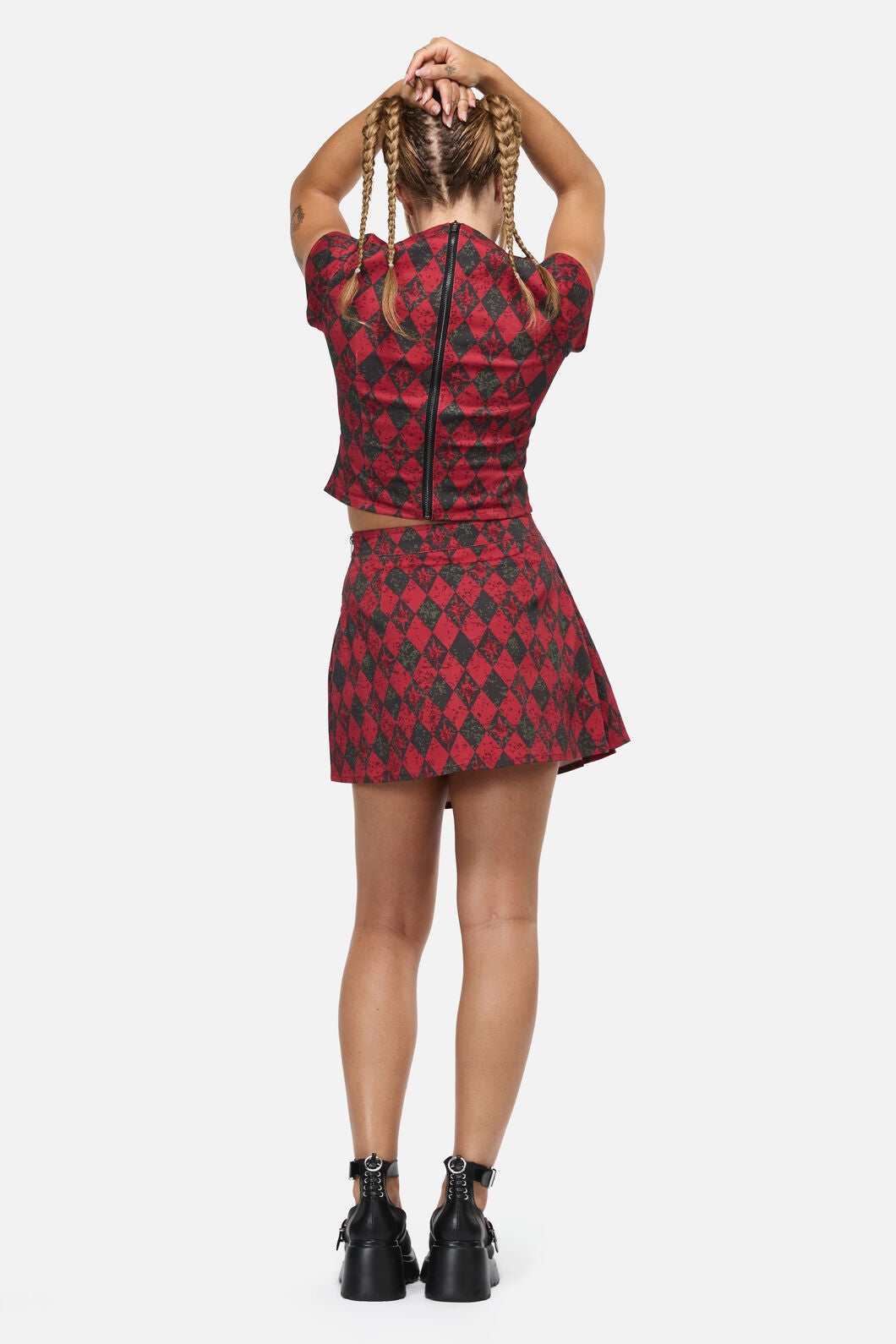 Black Friday - The End Goth Skirt - black-red