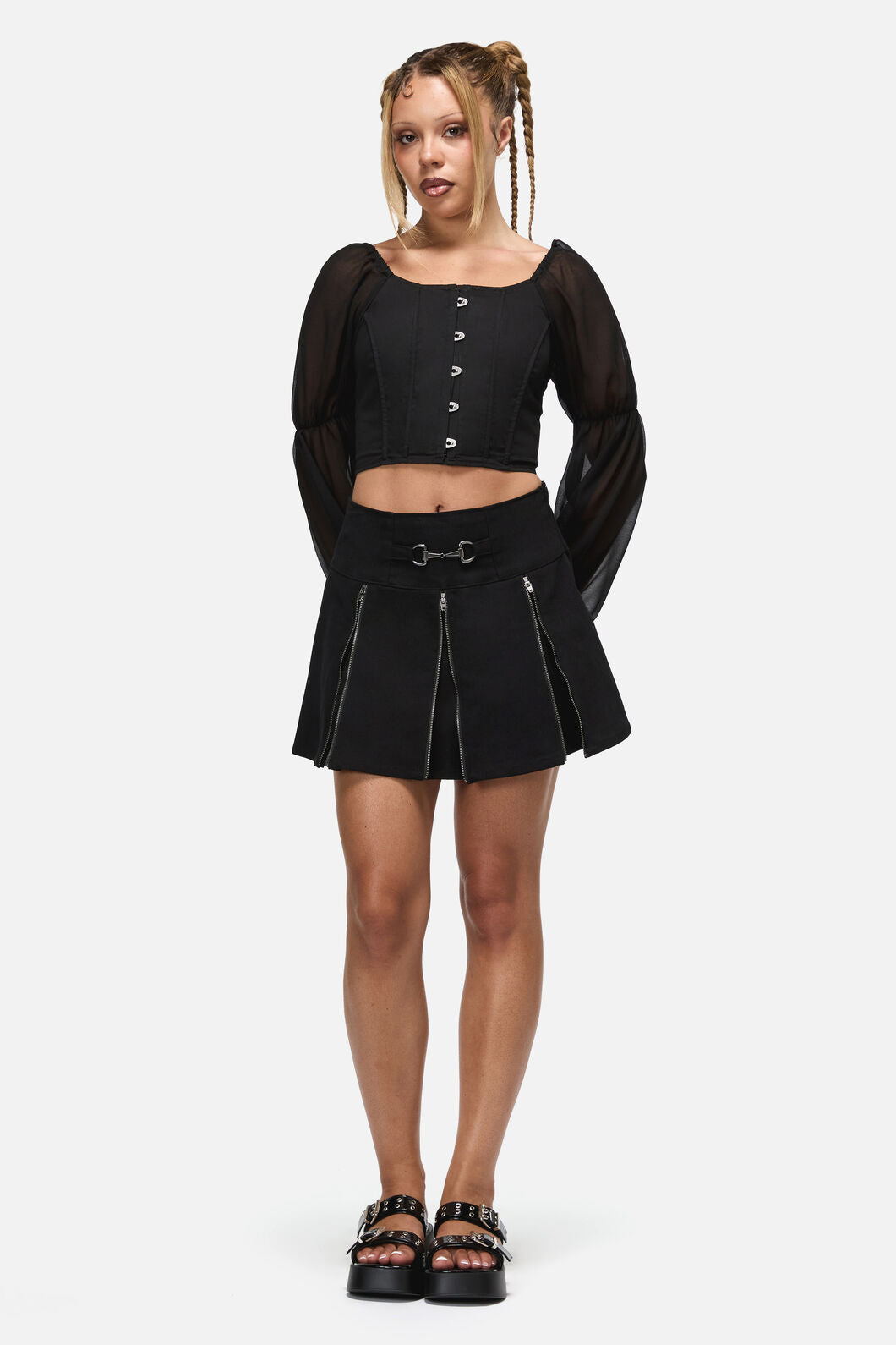 Black Friday - Dystopia Goth Buckle Skort - black