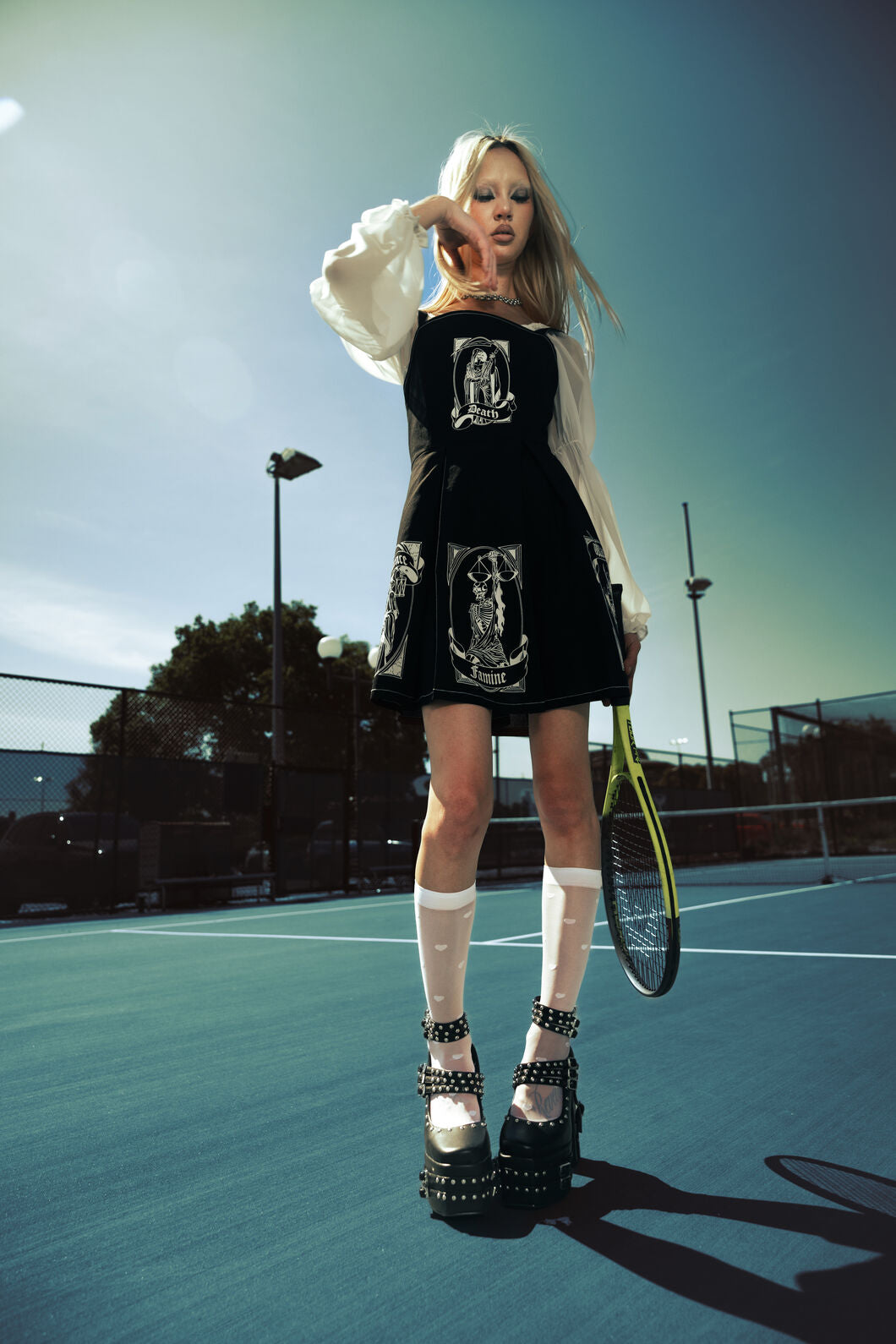 Black Friday - Stamped Goth Trim Dress - black