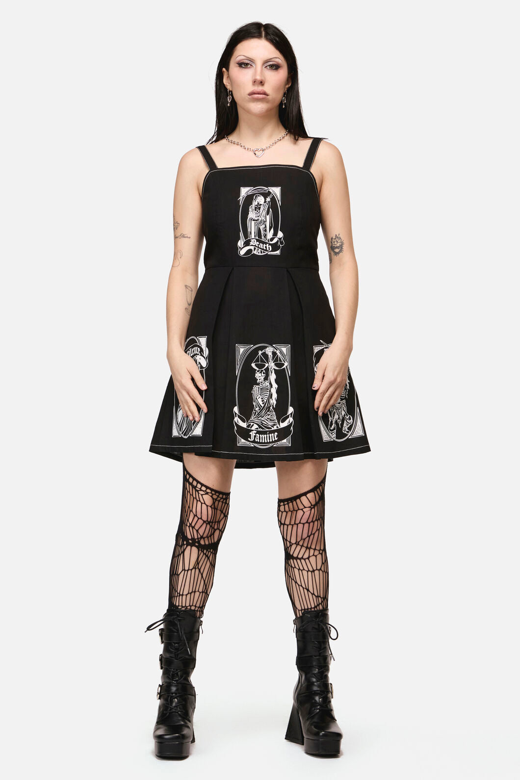 Black Friday - Stamped Goth Trim Dress - black
