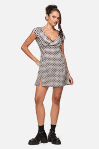 Black Friday - Glass Heart Babydoll Minidress - cream-black