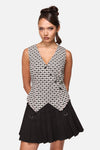 Black Friday - Glass Heart Asymmetrical Vest - cream-black