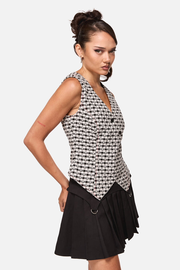 Black Friday - Glass Heart Asymmetrical Vest - cream-black