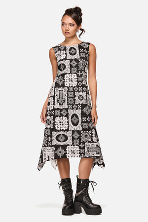 Black Friday - Crossed Midi Dress - black-white