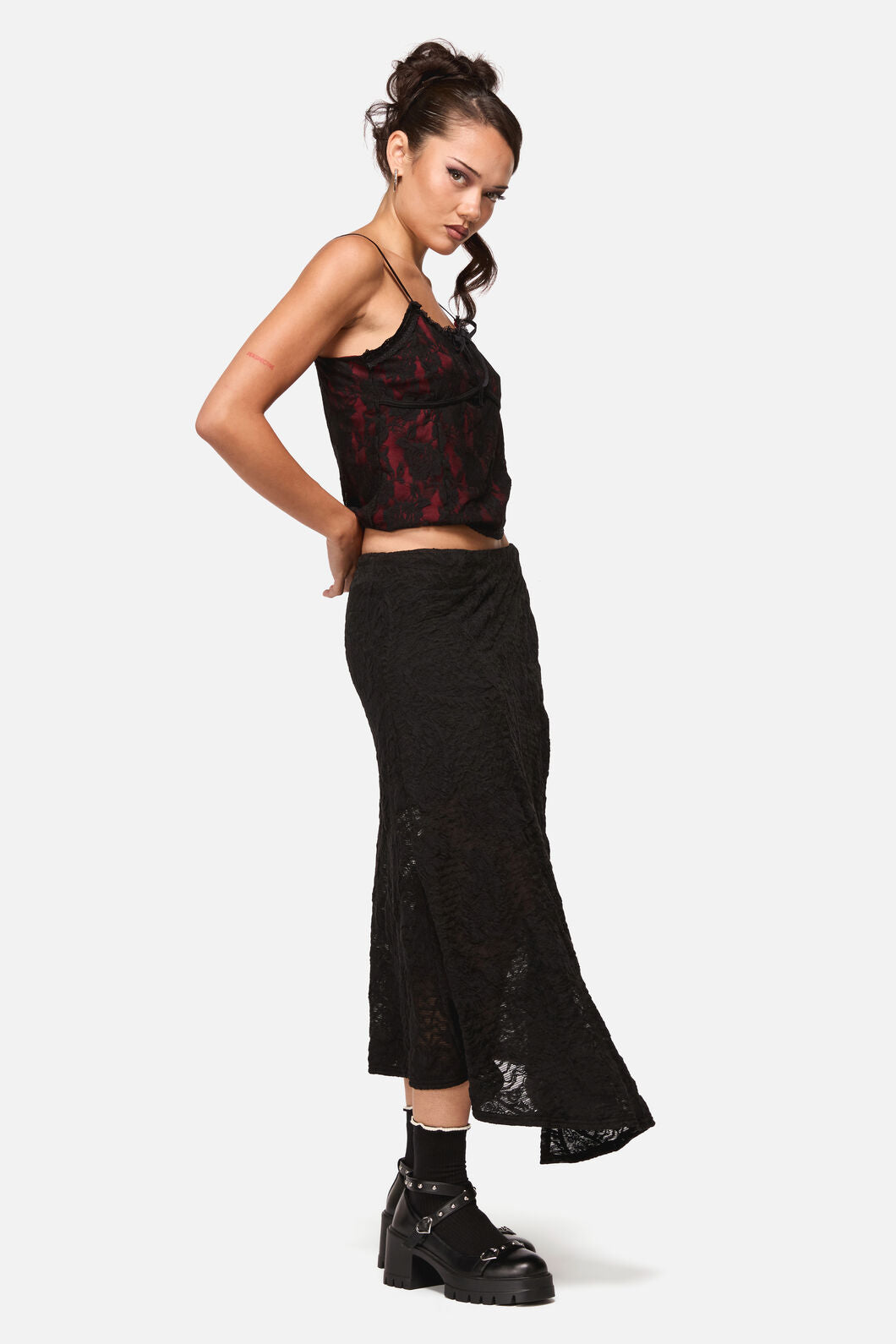 Black Friday - Altar Distressed Mesh Skirt - black