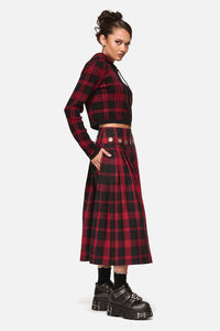 Black Friday - Suffer Punk Tartan Midi Skirt - red-black