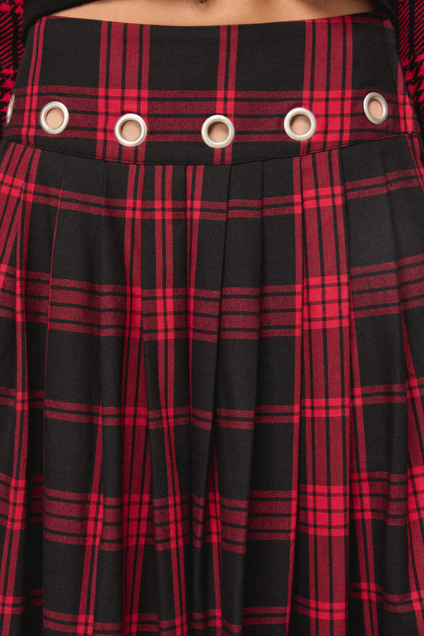 Black Friday - Suffer Punk Tartan Midi Skirt - red-black