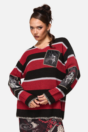 Black Friday - Afterlife Goth Oversized Knit - red