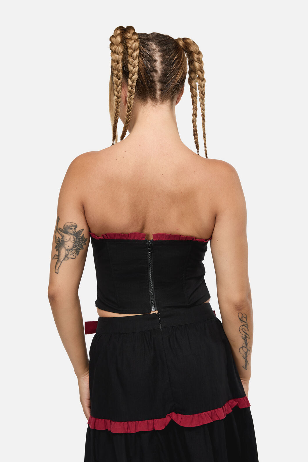 Black Friday - Dystopia Contrast Trim Corset - black-red