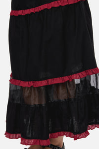 Black Friday - Dystopia ContrastTrimMidiSkirt - black-red