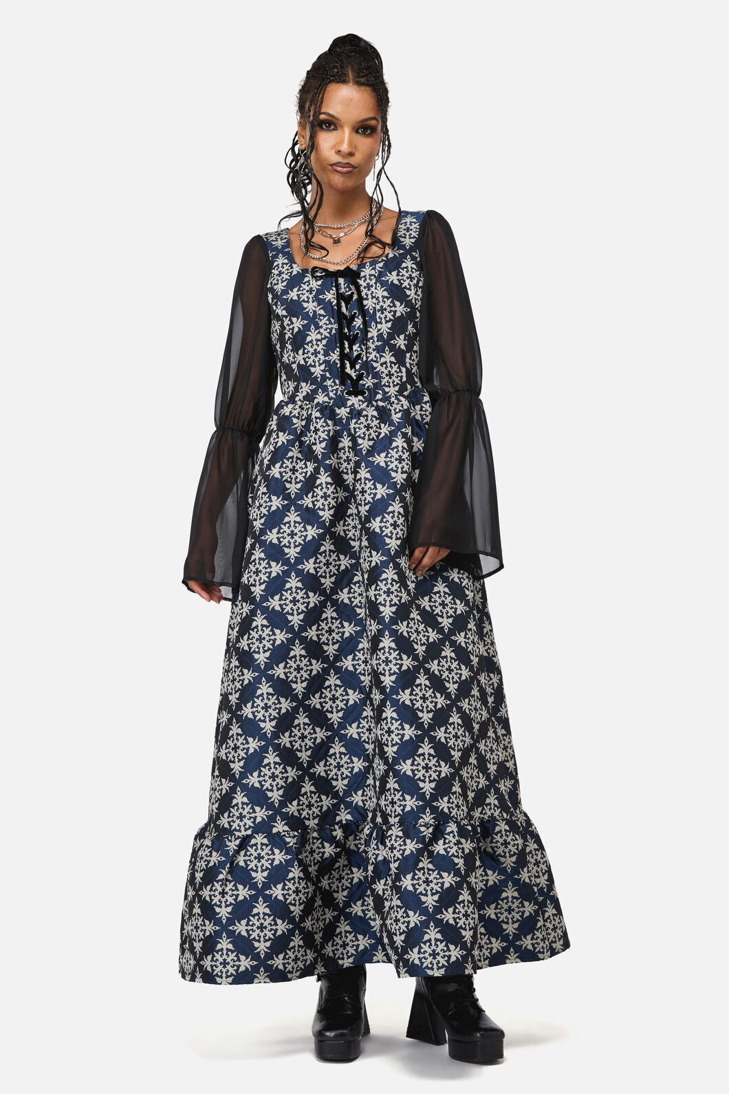 Black Friday - Dame Brocade Gown - navy
