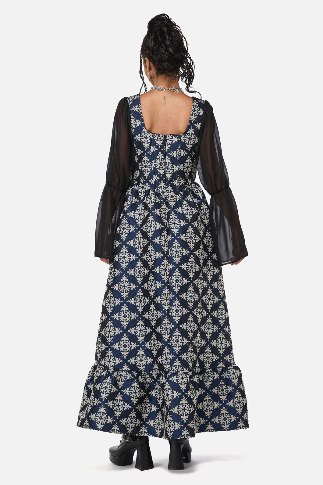 Black Friday - Dame Brocade Gown - navy