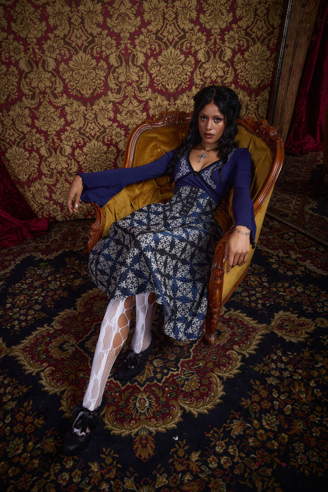 Black Friday - Dame Brocade Skirt - navy