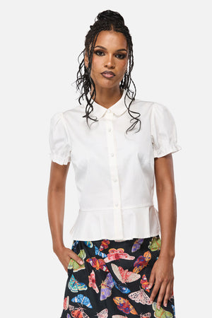 Black Friday - Luna Peplum Blouse - vintage-white