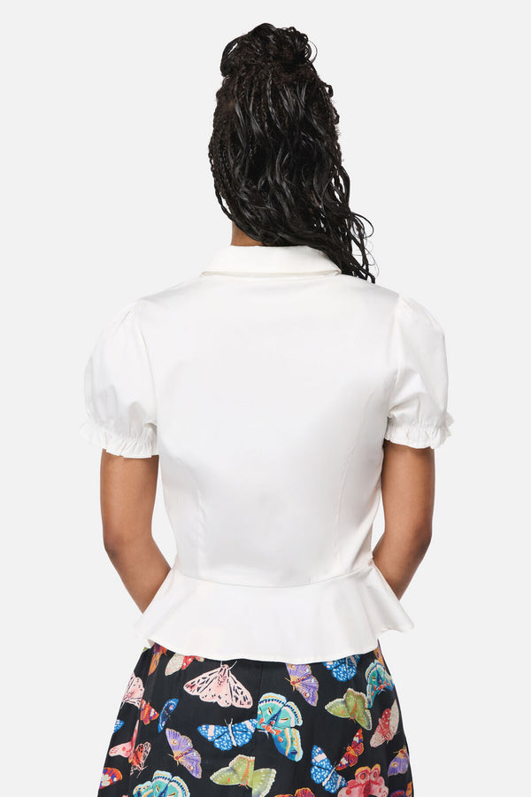 Black Friday - Luna Peplum Blouse - vintage-white